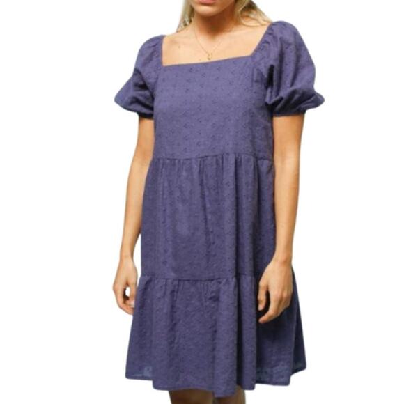 Sage The Label Mon Amour Eyelet Babydoll Dress in Dusty Blue NWT Size Medium - Picture 1 of 2
